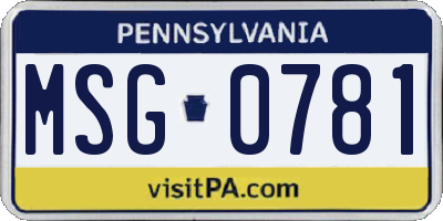 PA license plate MSG0781
