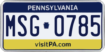 PA license plate MSG0785