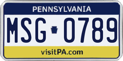 PA license plate MSG0789
