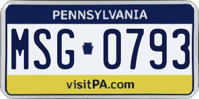 PA license plate MSG0793