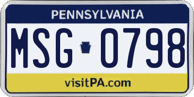 PA license plate MSG0798