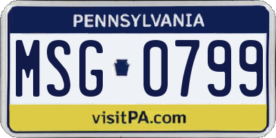 PA license plate MSG0799