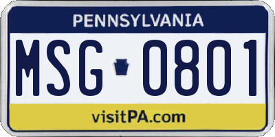 PA license plate MSG0801