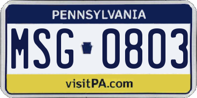 PA license plate MSG0803