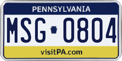 PA license plate MSG0804