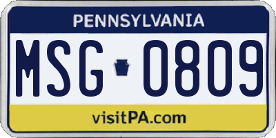 PA license plate MSG0809
