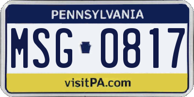 PA license plate MSG0817
