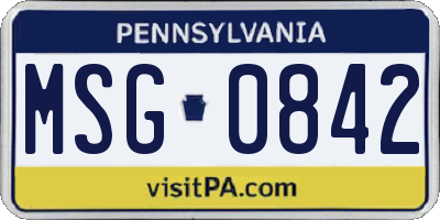 PA license plate MSG0842