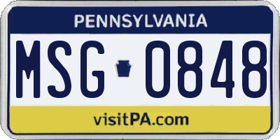 PA license plate MSG0848