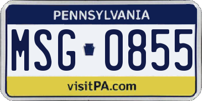 PA license plate MSG0855