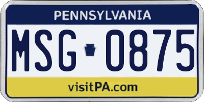 PA license plate MSG0875