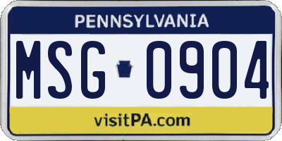 PA license plate MSG0904