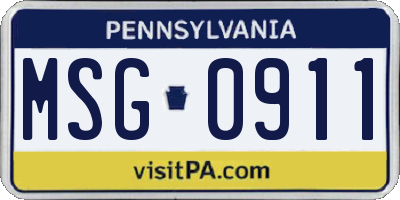 PA license plate MSG0911