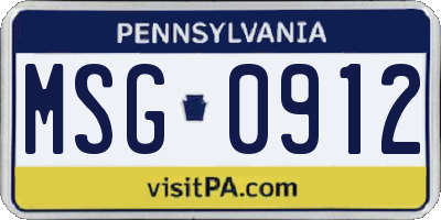 PA license plate MSG0912