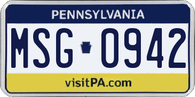 PA license plate MSG0942
