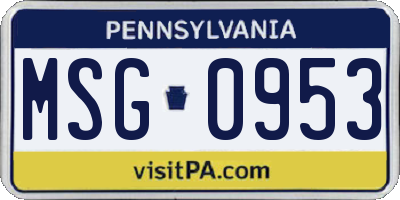 PA license plate MSG0953