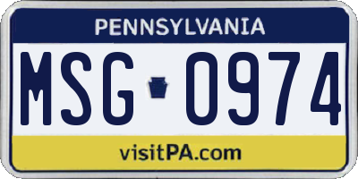 PA license plate MSG0974