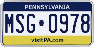 PA license plate MSG0978