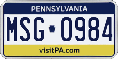 PA license plate MSG0984