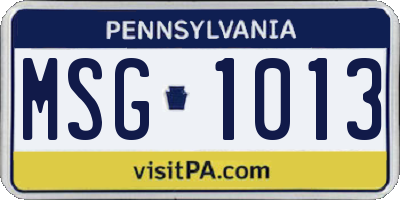 PA license plate MSG1013