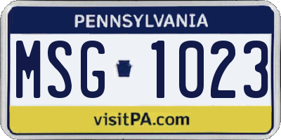 PA license plate MSG1023