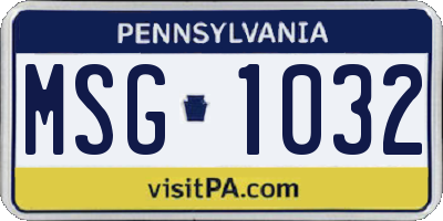 PA license plate MSG1032