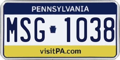 PA license plate MSG1038