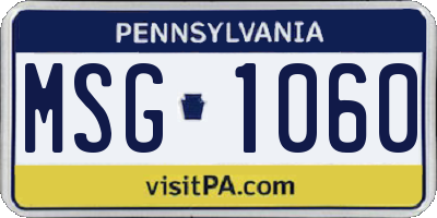 PA license plate MSG1060