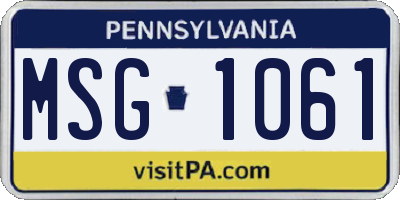 PA license plate MSG1061