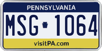 PA license plate MSG1064