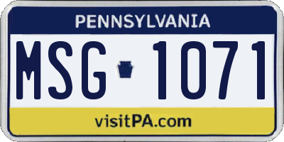 PA license plate MSG1071