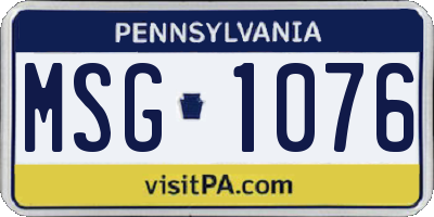 PA license plate MSG1076