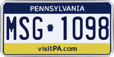 PA license plate MSG1098