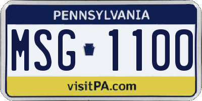 PA license plate MSG1100
