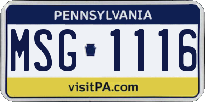 PA license plate MSG1116