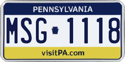 PA license plate MSG1118