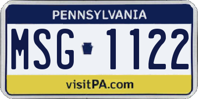 PA license plate MSG1122