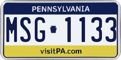 PA license plate MSG1133