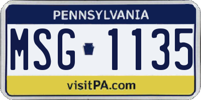 PA license plate MSG1135