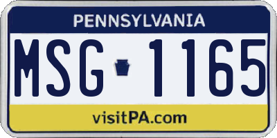 PA license plate MSG1165