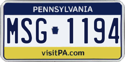 PA license plate MSG1194