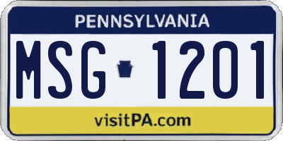 PA license plate MSG1201