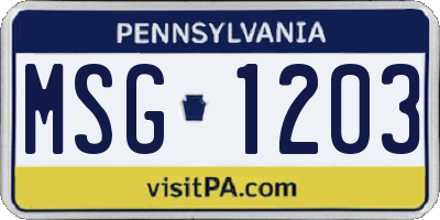 PA license plate MSG1203