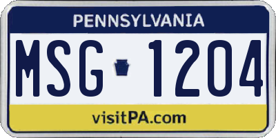 PA license plate MSG1204