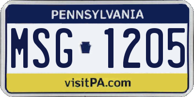 PA license plate MSG1205