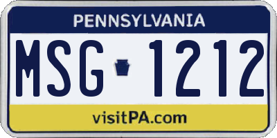 PA license plate MSG1212