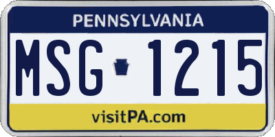 PA license plate MSG1215