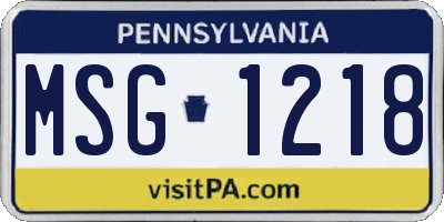 PA license plate MSG1218