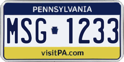 PA license plate MSG1233