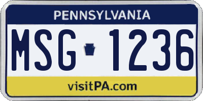 PA license plate MSG1236